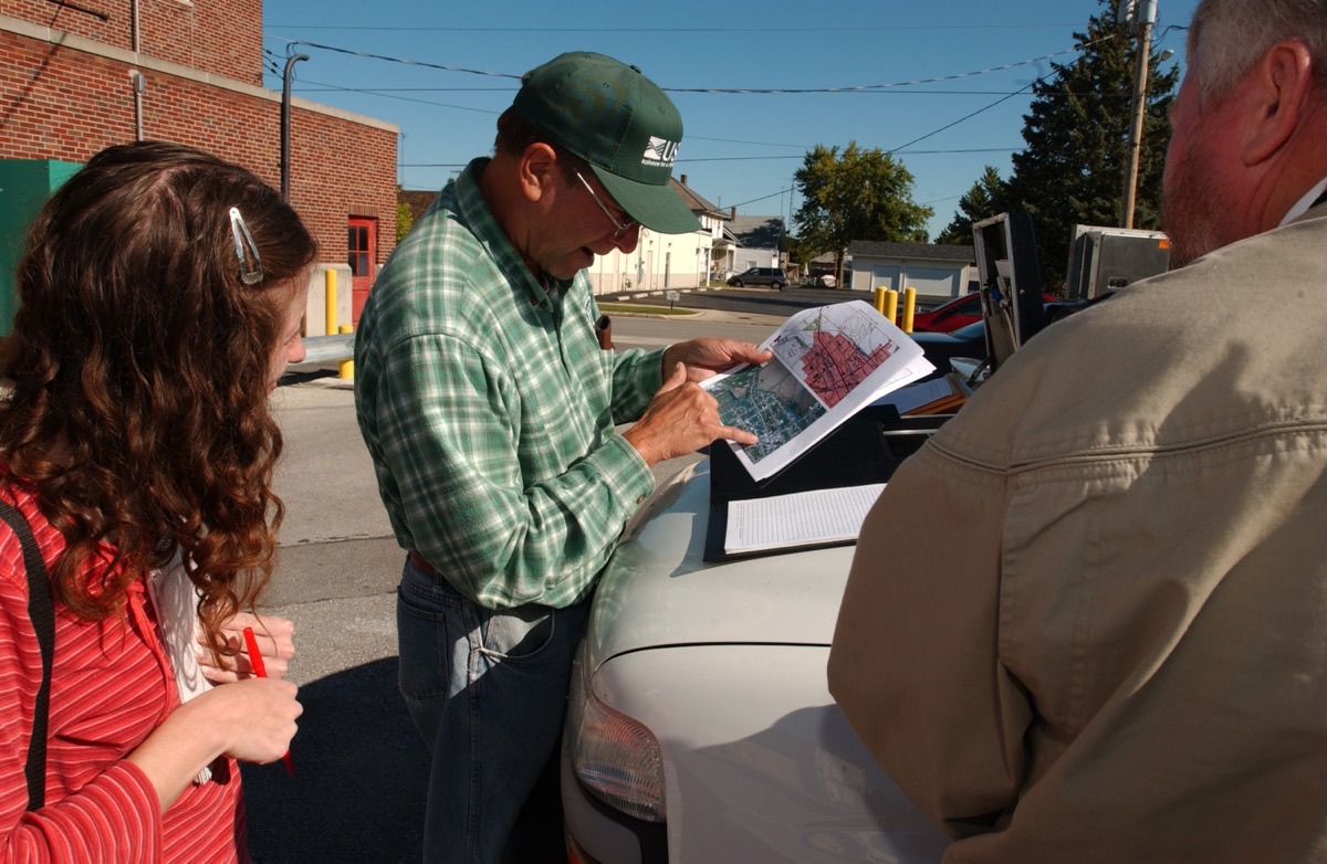 A USGS hydrologist reviews flood data used to build updated FEMA flood maps